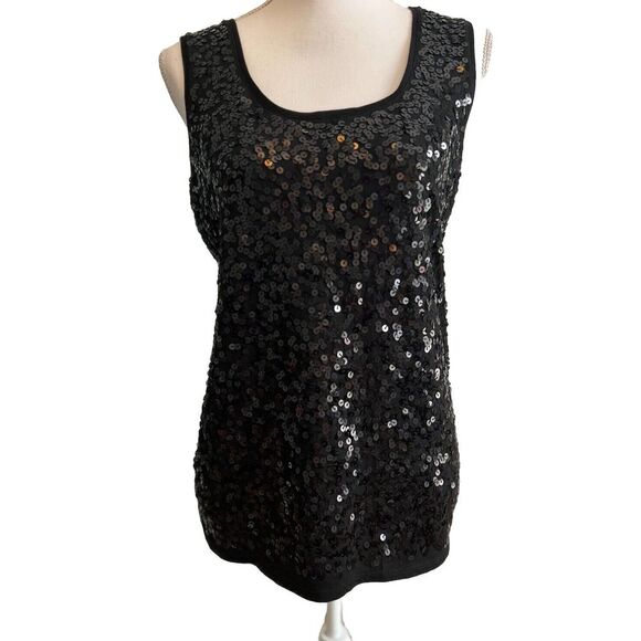 Ann Taylor Tops - Ann Taylor Loft Black Sequin Sleeveless Tank‎ Top Medium NWT